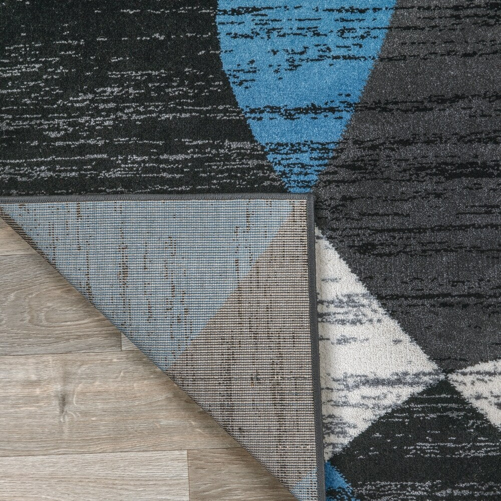 World Rug Gallery Modern Geometric Shapes Area Rug Blue - 5' x 7'