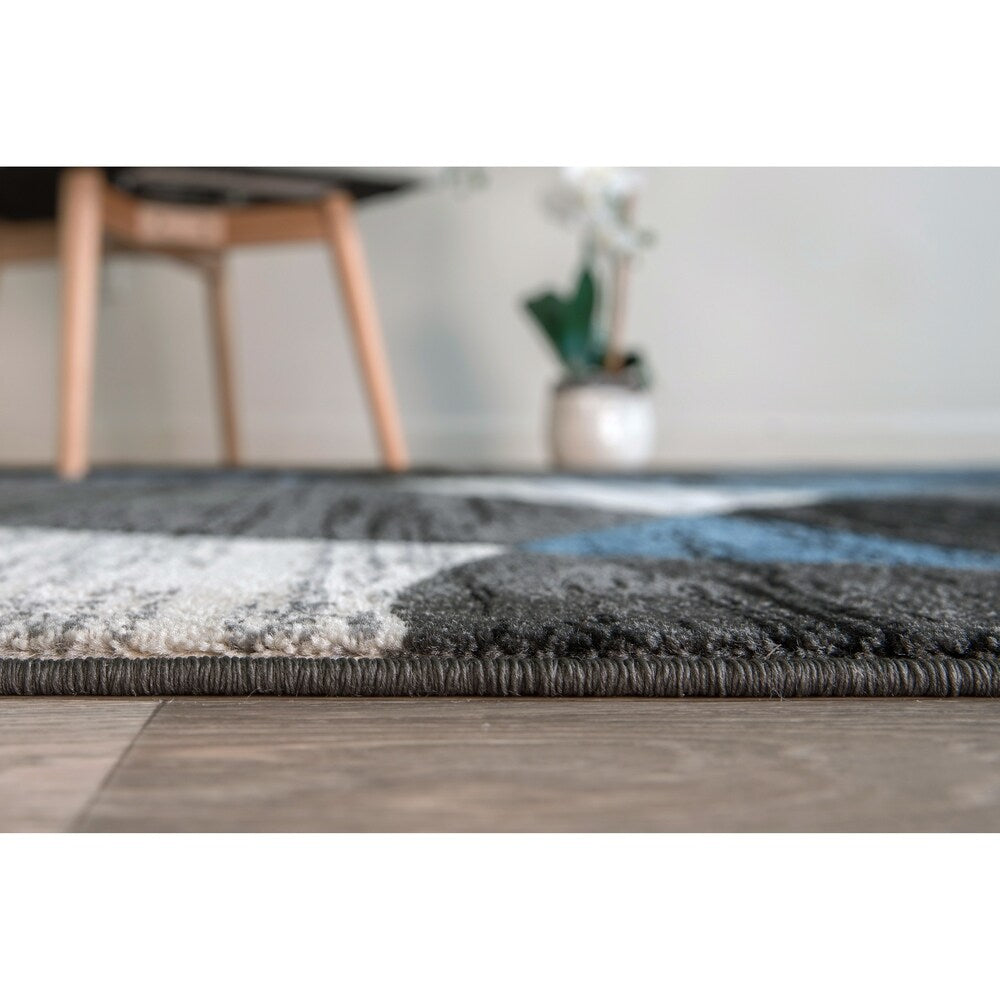 World Rug Gallery Modern Geometric Shapes Area Rug Blue - 5' x 7'