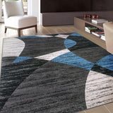 World Rug Gallery Modern Geometric Shapes Area Rug Blue - 5' x 7'