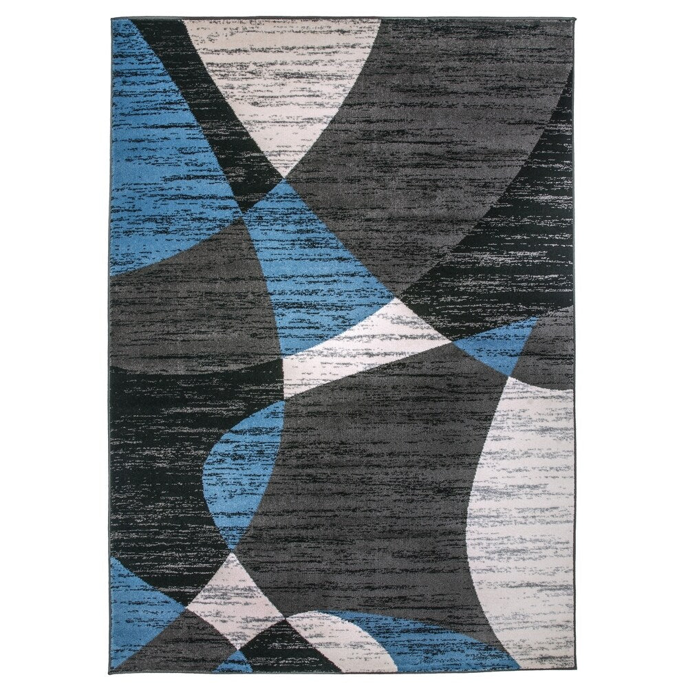 World Rug Gallery Modern Geometric Shapes Area Rug Blue - 5' x 7'