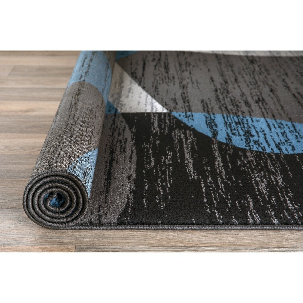 World Rug Gallery Modern Geometric Shapes Area Rug Blue - 5' x 7'