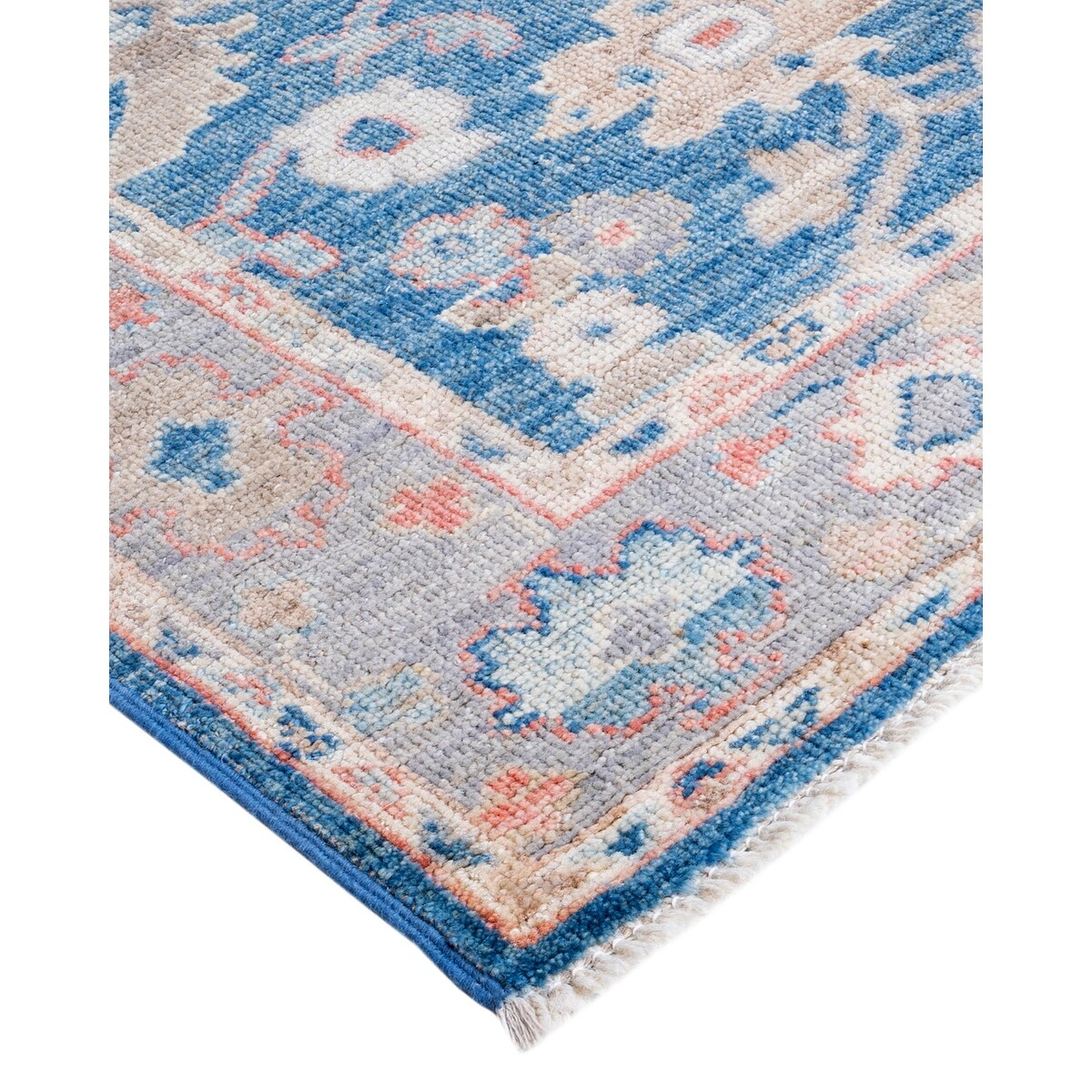 Overton Hand Knotted Wool Vintage Inspired Traditional Oushak Light Blue Runner Rug - 9' 8" X 2' 11"