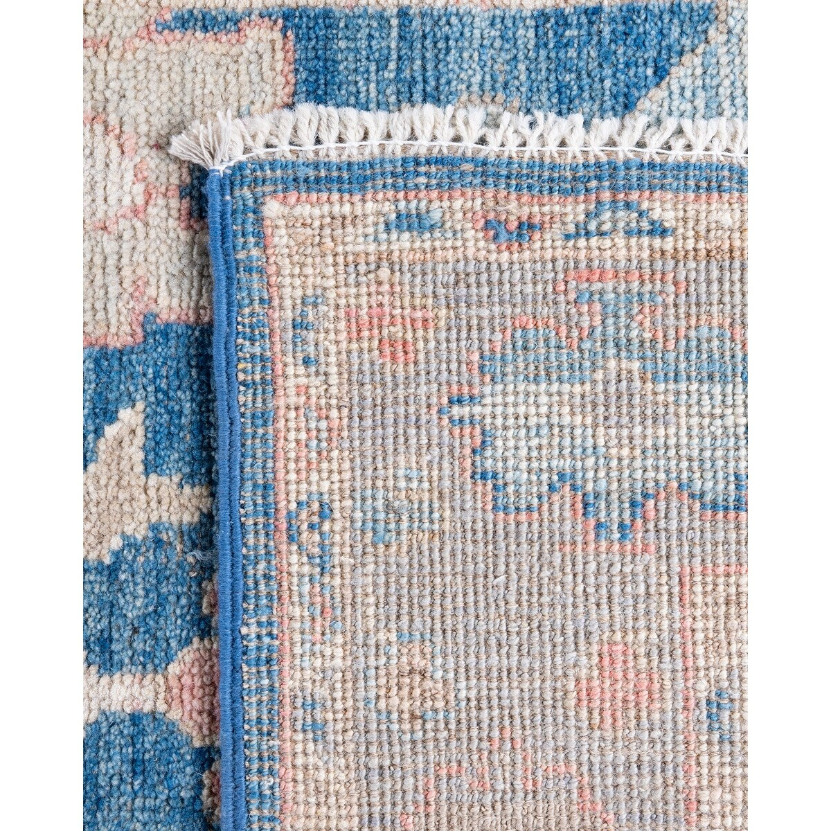Overton Hand Knotted Wool Vintage Inspired Traditional Oushak Light Blue Runner Rug - 9' 8" X 2' 11"