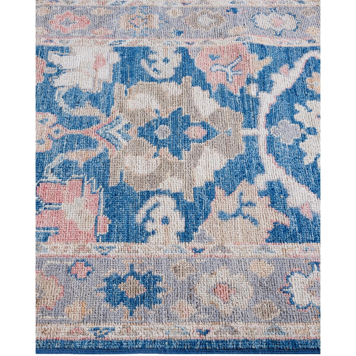 Overton Hand Knotted Wool Vintage Inspired Traditional Oushak Light Blue Runner Rug - 9' 8" X 2' 11"