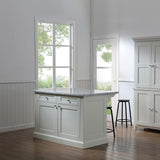 OVE Decors Archer 54 in.Soft White Kitchen Island with Carrara Marble Countertop with Drawers