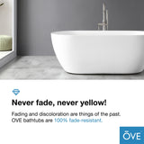OVE Decors Ayago 59 in. Seamless White Acrylic Freestanding Oval Bathtub