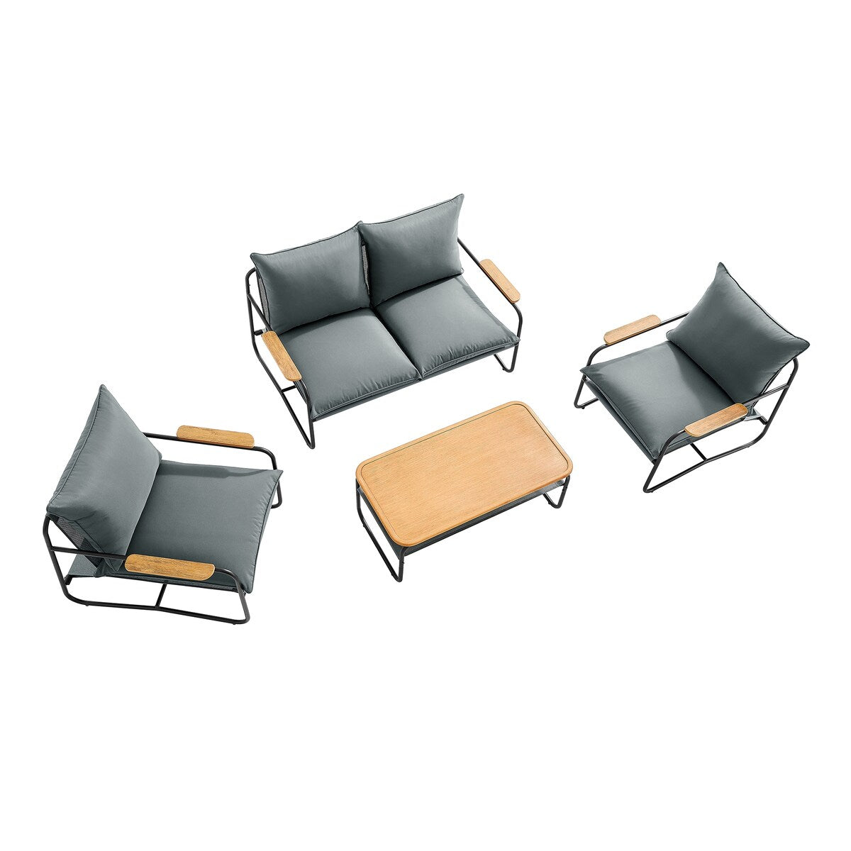 OVE Decors Barron 4-Piece Outdoor Patio Conversation Furniture Set