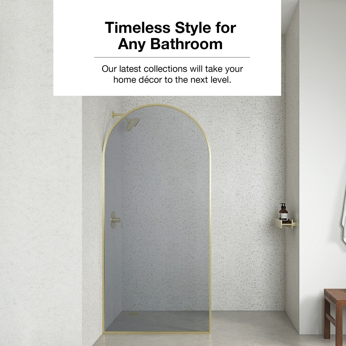 OVE Decors Della 36 in. Arch Shower Panel Tinted Brushed Gold - 36 inches