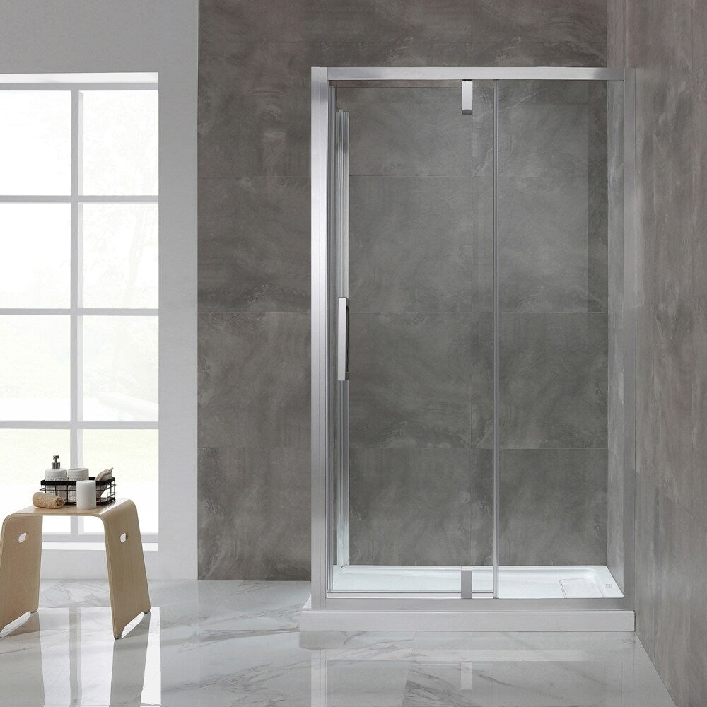 OVE Decors Estero 48x32 in. CHR Pivot Shower Door w/ Side Panel