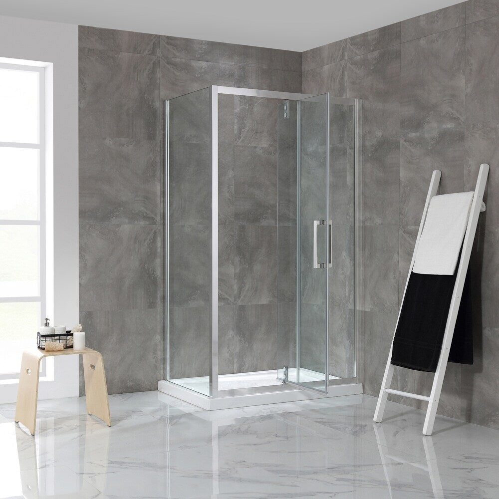 OVE Decors Estero 48x32 in. CHR Pivot Shower Door w/ Side Panel