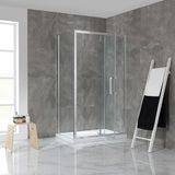 OVE Decors Estero 48x32 in. CHR Pivot Shower Door w/ Side Panel