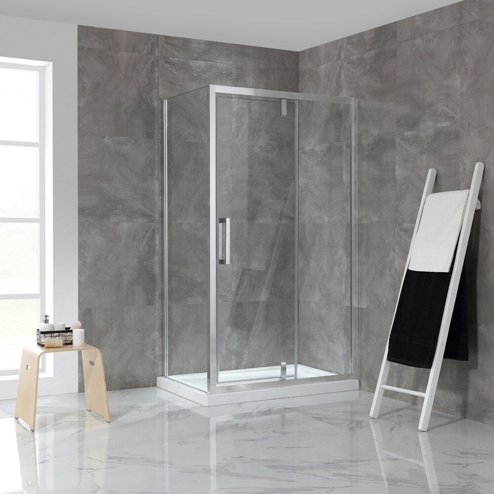 OVE Decors Estero 48x32 in. CHR Pivot Shower Door w/ Side Panel