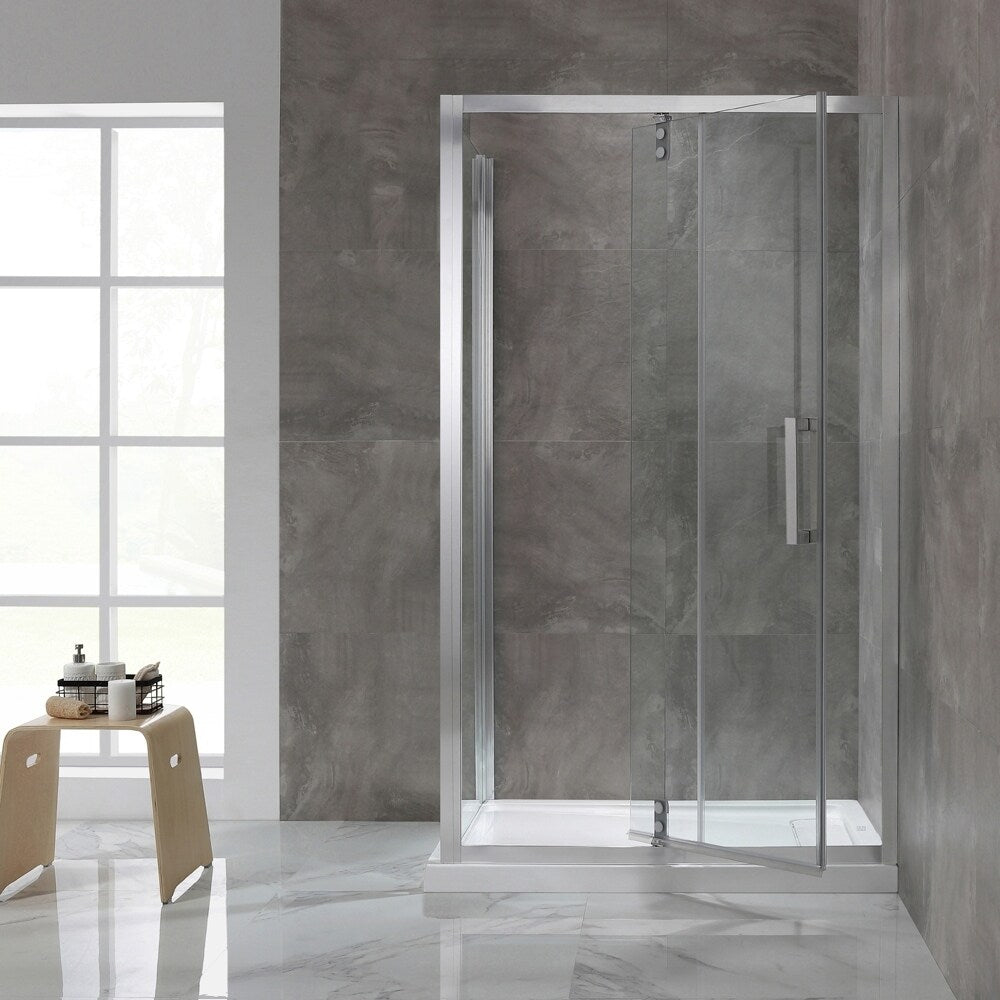 OVE Decors Estero 48x32 in. CHR Pivot Shower Door w/ Side Panel