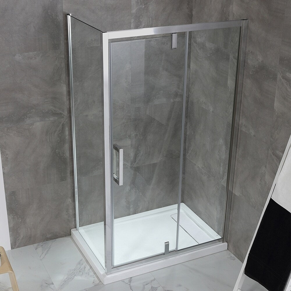 OVE Decors Estero 48x32 in. CHR Pivot Shower Door w/ Side Panel