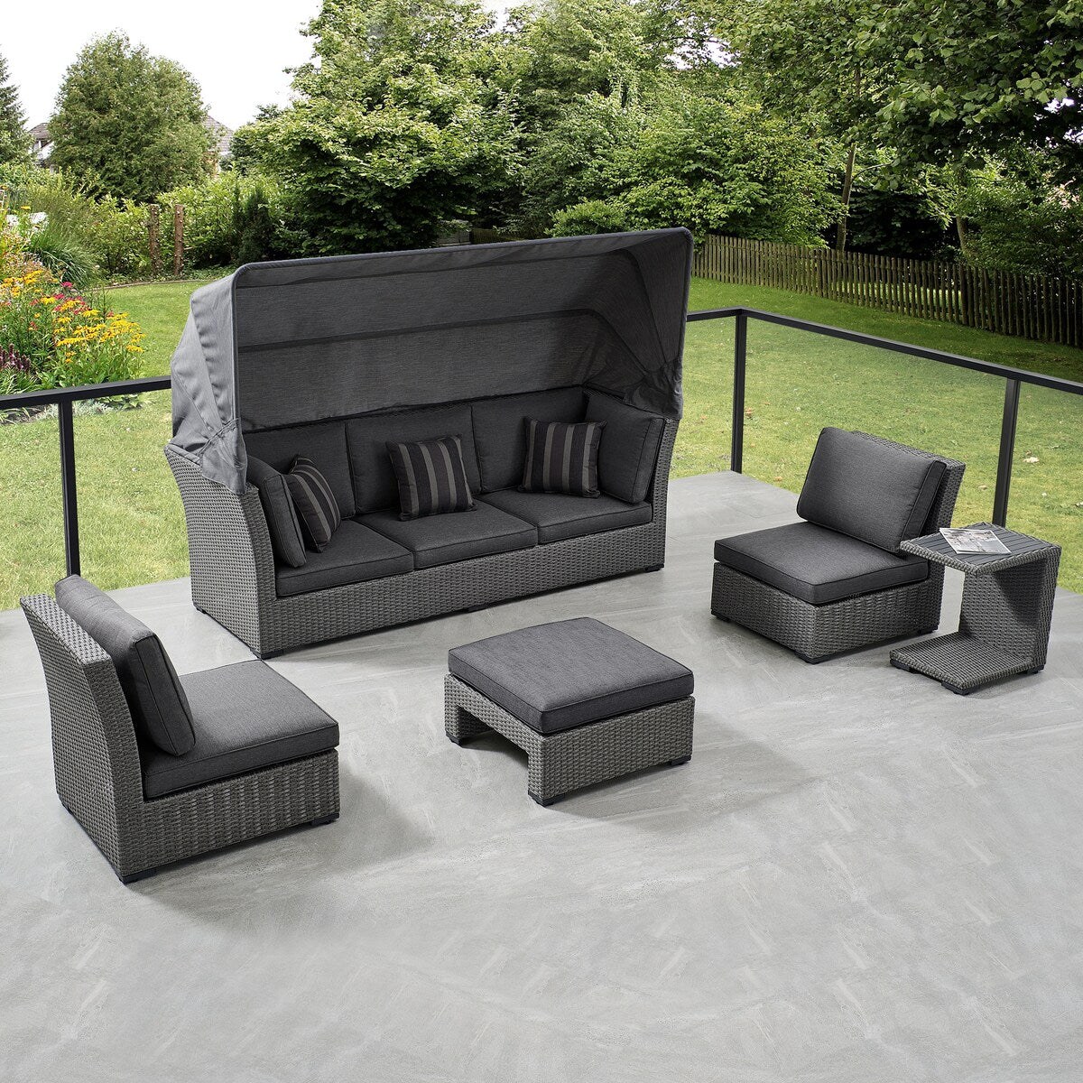 OVE Decors Long Island 5-Piece Multi Configuration Daybed in Gray
