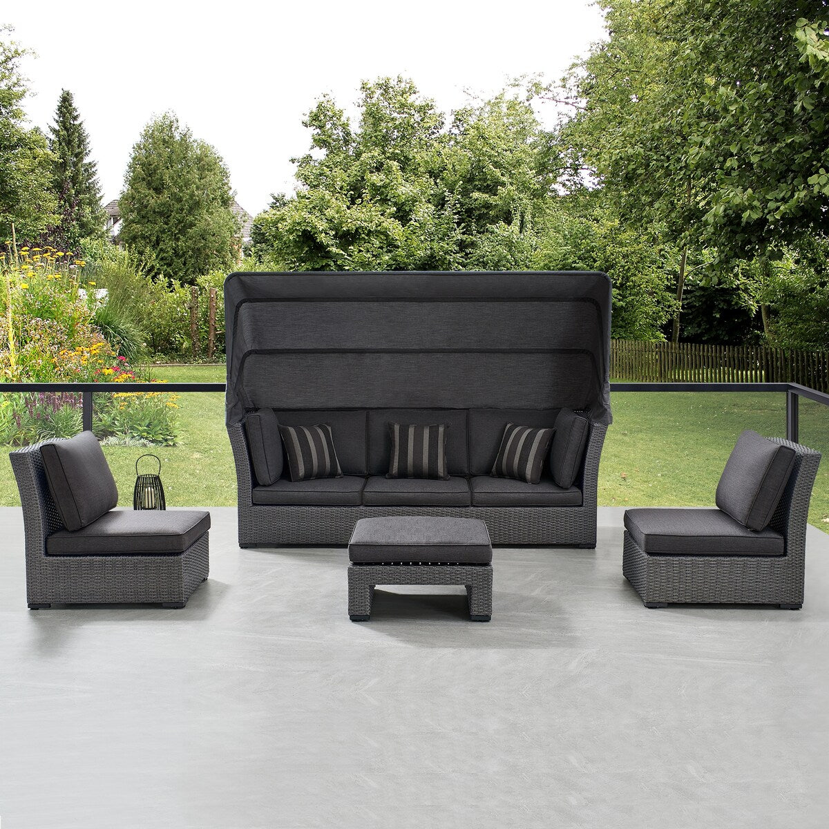OVE Decors Long Island 5-Piece Multi Configuration Daybed in Gray