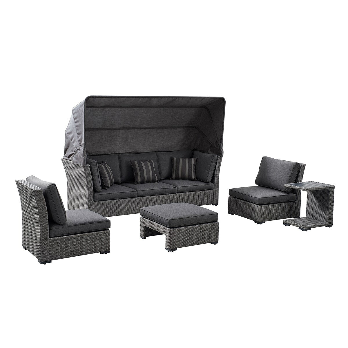 OVE Decors Long Island 5-Piece Multi Configuration Daybed in Gray