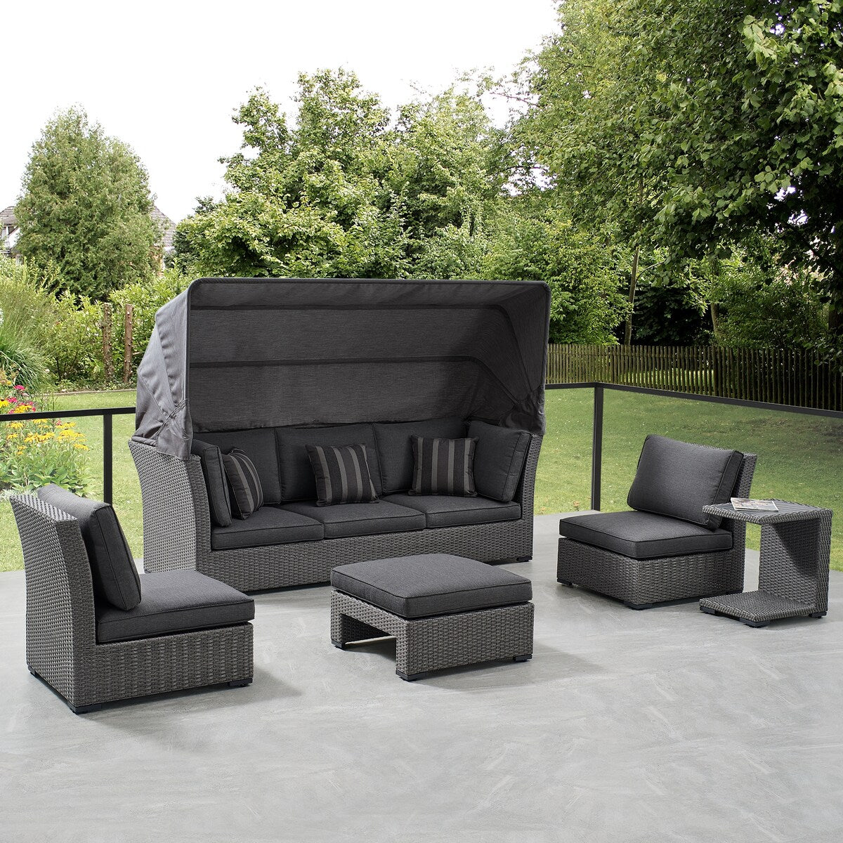 OVE Decors Long Island 5-Piece Multi Configuration Daybed in Gray