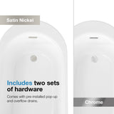 OVE Decors Rachel 70 in. White Acrylic Bathtub with included Satin Nickel and Chrome Hardware