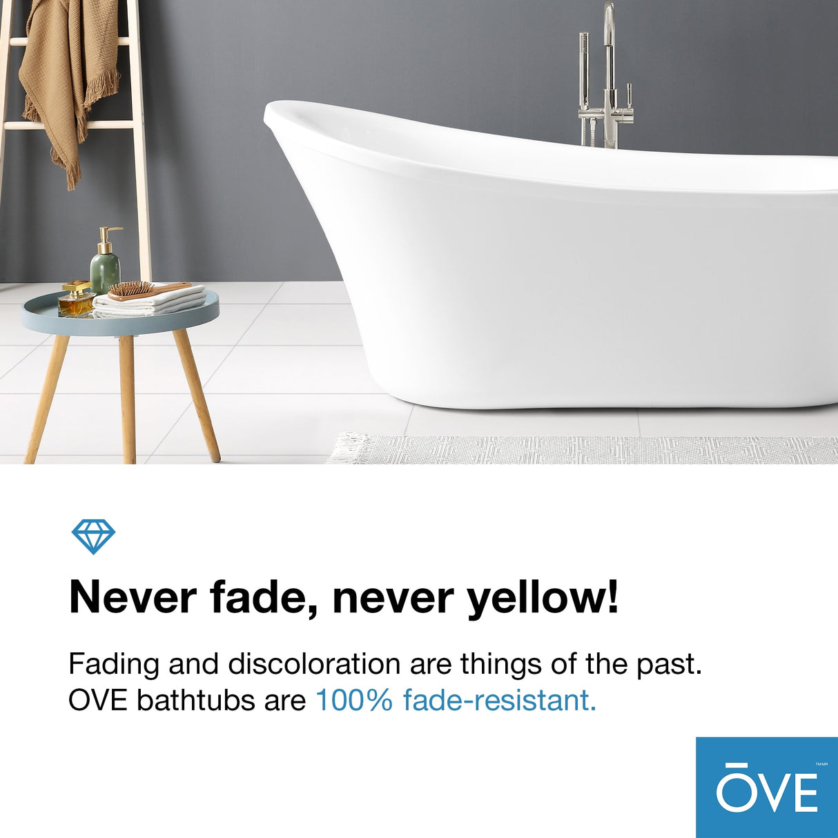 OVE Decors Rachel 70 in. White Acrylic Bathtub with included Satin Nickel and Chrome Hardware