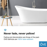 OVE Decors Rachel 70 in. White Acrylic Bathtub with included Satin Nickel and Chrome Hardware