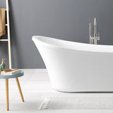 OVE Decors Rachel 70 in. White Acrylic Bathtub with included Satin Nickel and Chrome Hardware