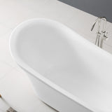 OVE Decors Rachel 70 in. White Acrylic Bathtub with included Satin Nickel and Chrome Hardware
