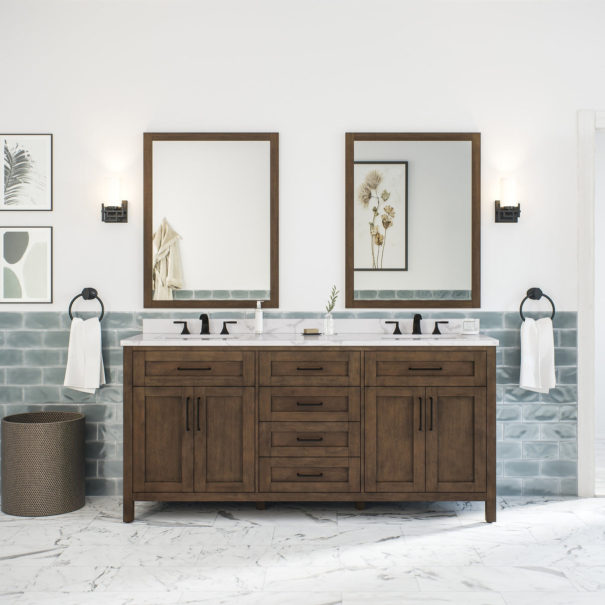 OVE Decors Tahoe 72 in. Almond Latte Vanity with 2 Mirrors included