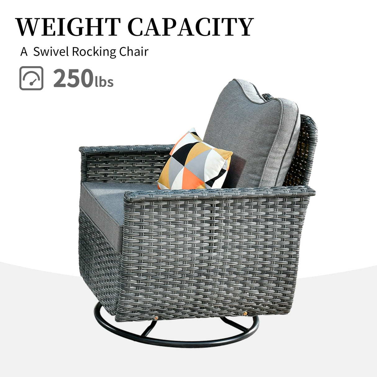 OVIOS 3-piece Pet-Friendly Patio Furniture Swivel Chairs Wicker Set