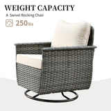 OVIOS 3-piece Pet-Friendly Patio Furniture Swivel Chairs Wicker Set