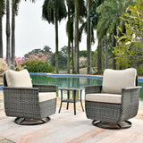 OVIOS 3-piece Pet-Friendly Patio Furniture Swivel Chairs Wicker Set