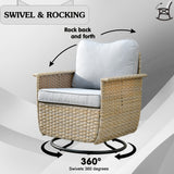 OVIOS 3-piece Pet-Friendly Patio Furniture Swivel Chairs Wicker Set