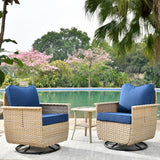 OVIOS 3-piece Pet-Friendly Patio Furniture Swivel Chairs Wicker Set