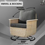 OVIOS 3-piece Pet-Friendly Patio Furniture Swivel Chairs Wicker Set