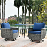 OVIOS 3-piece Pet-Friendly Patio Furniture Swivel Chairs Wicker Set