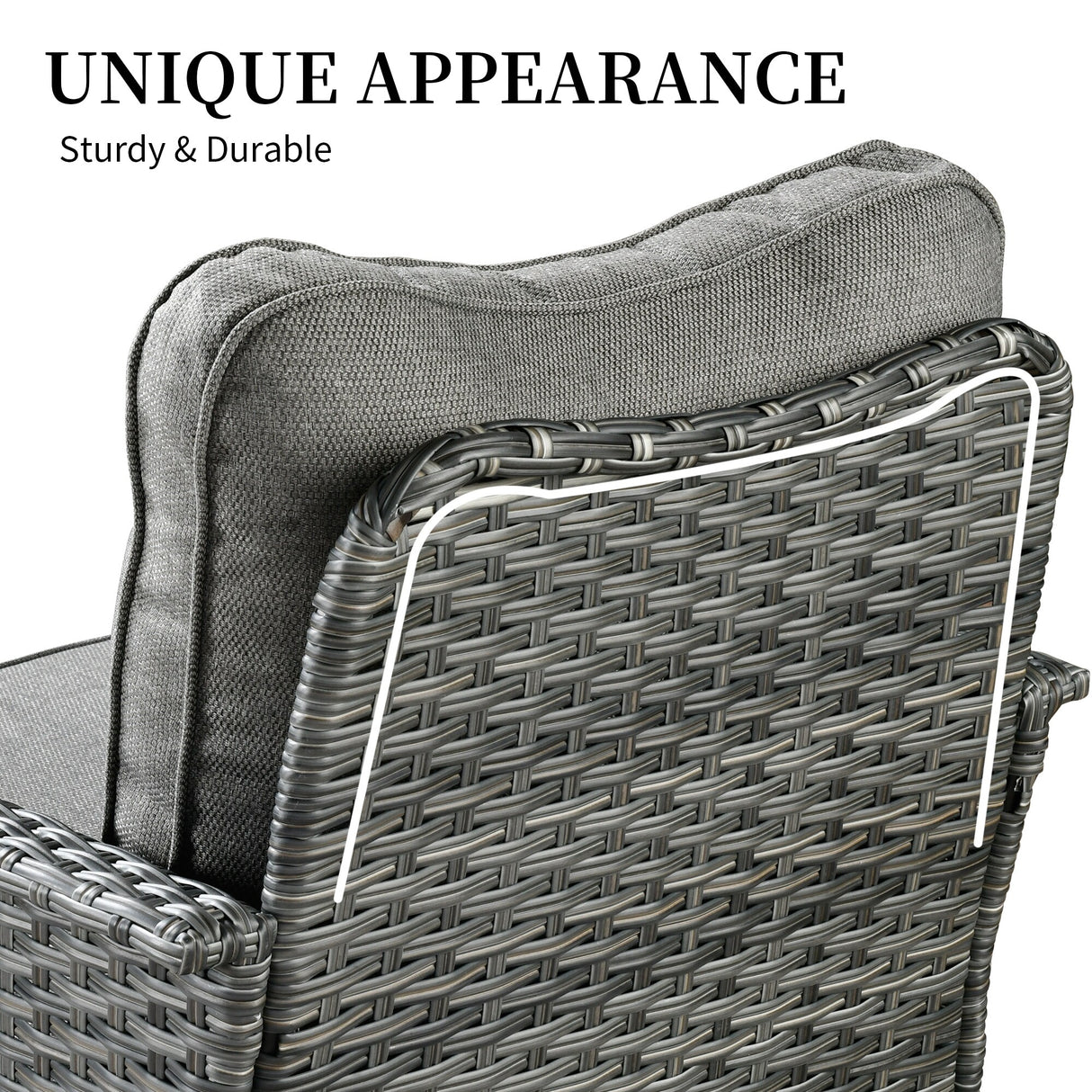 OVIOS 3-piece Pet-Friendly Patio Furniture Swivel Chairs Wicker Set