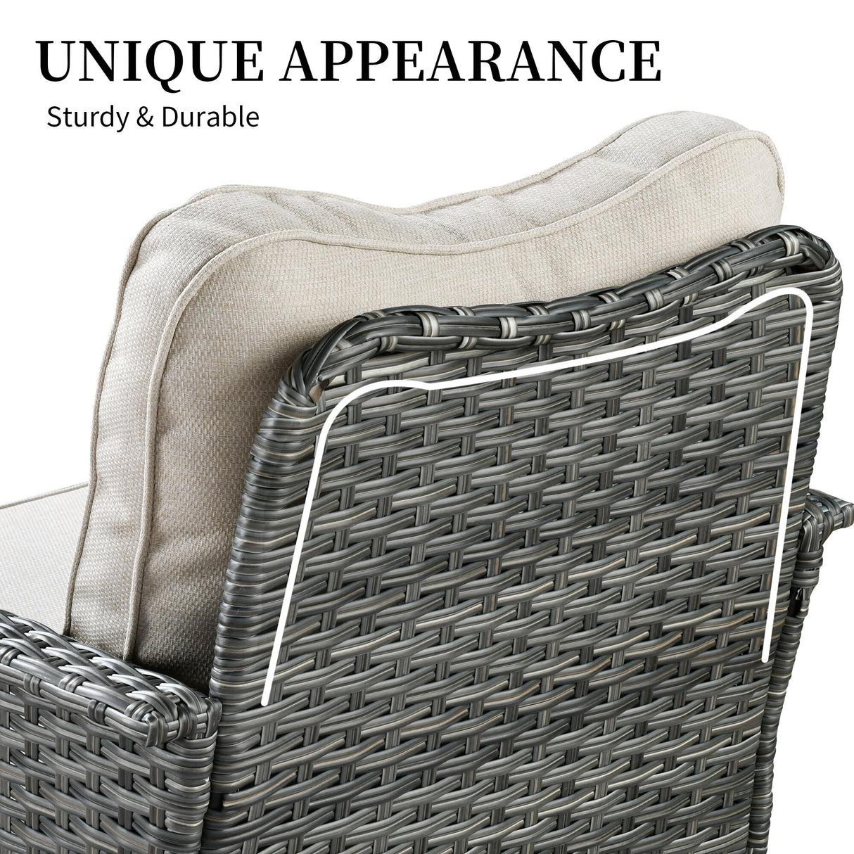 OVIOS 3-piece Pet-Friendly Patio Furniture Swivel Chairs Wicker Set