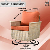 OVIOS 3-piece Pet-Friendly Patio Furniture Swivel Chairs Wicker Set