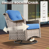 OVIOS 7 Pieces Outdoor Wicker Furniture Set With Solar-Powered Coffee Table&Fire Pit