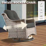 OVIOS 7 Pieces Outdoor Wicker Furniture Set With Solar-Powered Coffee Table&Fire Pit