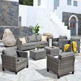 OVIOS 7-piece Patio Outdoor Wicker Conversation Set