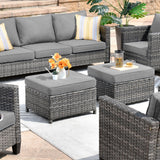 OVIOS 7-piece Patio Outdoor Wicker Conversation Set