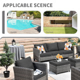 OVIOS 7-piece Patio Outdoor Wicker Conversation Set