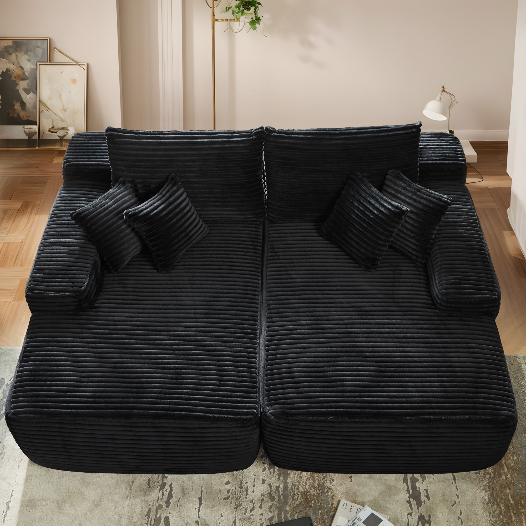 Amazon.com: LOPOO 87.4'' Wide Modern Tufted Velvet Living