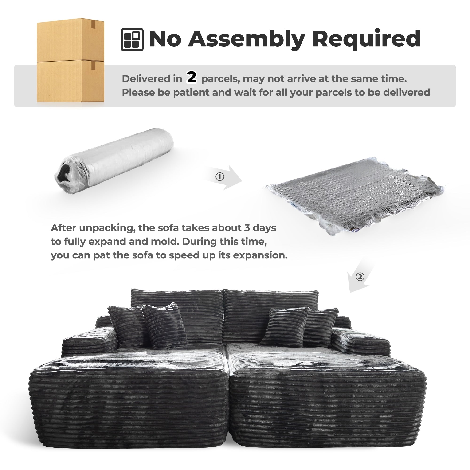 Amazon.com: LOPOO 87.4'' Wide Modern Tufted Velvet Living