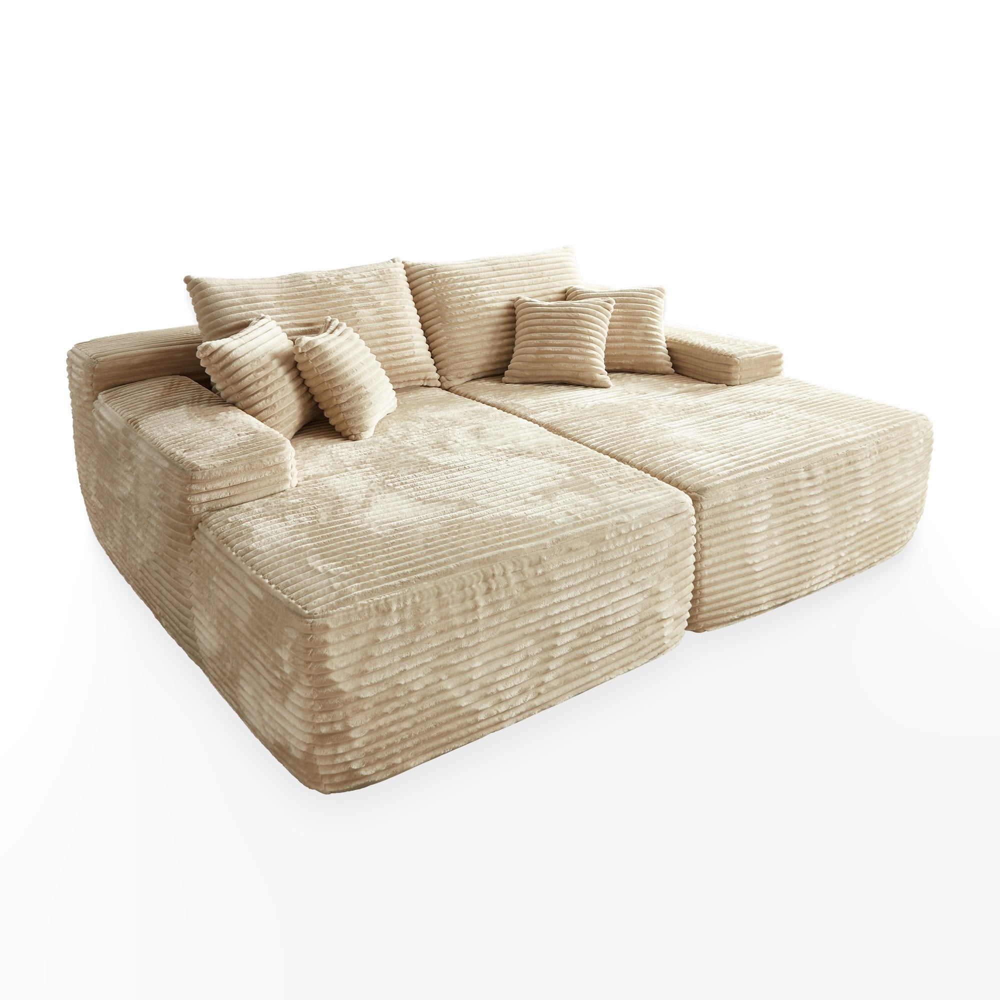 おすすめ OVIOS Long Plush No Assembly Required Double Chaise Sofa ジャケット・アウター