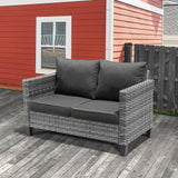 OVIOS Patio Outdoor Grey Wicker Loveseat