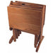 Oak Folding TV Tray Set with Storage Stand