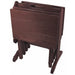 Oak Folding TV Tray Set with Storage Stand