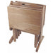 Oak Folding TV Tray Set with Storage Stand